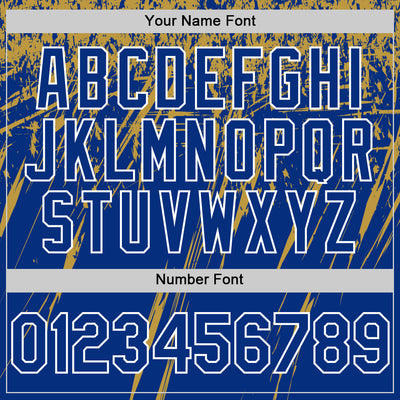 Custom Royal Old Gold-White Splash Bomber Full-Snap Varsity Letterman Hoodie Jacket