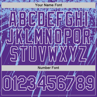 Custom Purple Light Blue-White Splash Bomber Full-Snap Varsity Letterman Hoodie Jacket