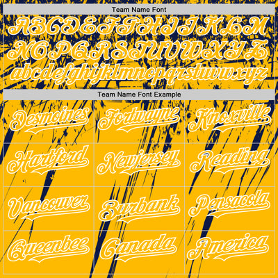 Custom Gold Navy-White Splash Bomber Full-Snap Varsity Letterman Hoodie Jacket