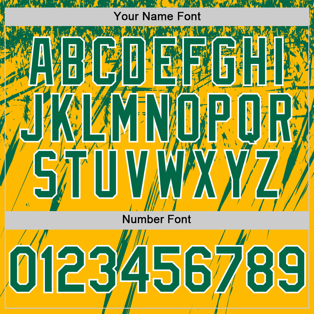 Custom Gold Kelly Green-White Splash Bomber Full-Snap Varsity Letterman Hoodie Jacket