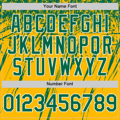 Custom Gold Kelly Green-White Splash Bomber Full-Snap Varsity Letterman Hoodie Jacket