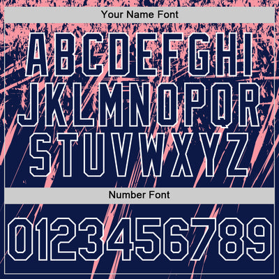 Custom Navy Medium Pink-White Splash Bomber Full-Snap Varsity Letterman Hoodie Jacket