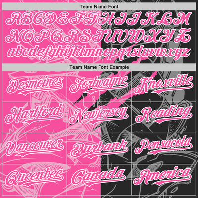 Custom Graffiti Pattern Pink Black-White Scratch Bomber Full-Snap Varsity Letterman Hoodie Jacket