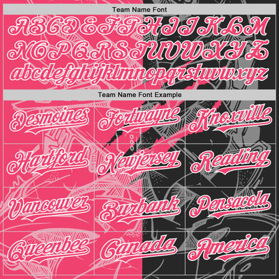 Custom Graffiti Pattern Neon Pink Black-White Scratch Bomber Full-Snap Varsity Letterman Hoodie Jacket