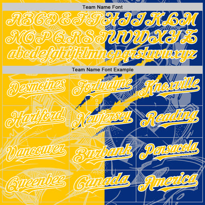 Custom Graffiti Pattern Yellow Royal-White Scratch Bomber Full-Snap Varsity Letterman Hoodie Jacket