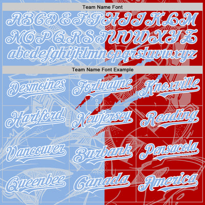 Custom Graffiti Pattern Light Blue Red-White Scratch Bomber Full-Snap Varsity Letterman Hoodie Jacket