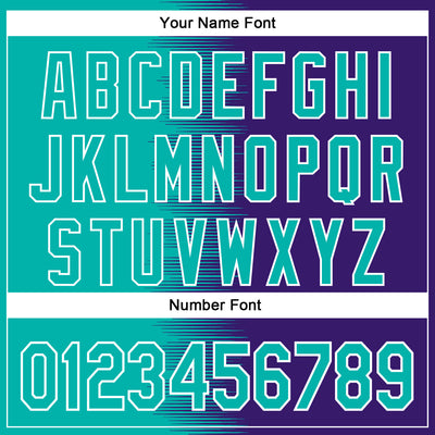 Custom Aqua Purple-White Gradient Line Bomber Full-Snap Varsity Letterman Hoodie Jacket