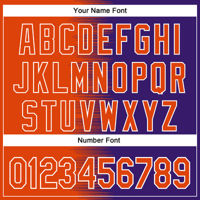 Custom Orange Purple-White Gradient Line Bomber Full-Snap Varsity Letterman Hoodie Jacket