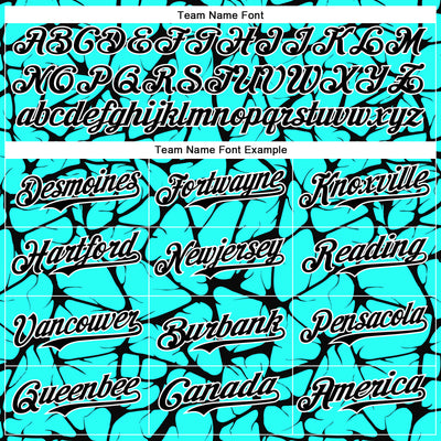 Custom Aqua Black-White Abstract Network Bomber Full-Snap Varsity Letterman Hoodie Jacket