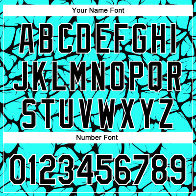 Custom Aqua Black-White Abstract Network Bomber Full-Snap Varsity Letterman Hoodie Jacket