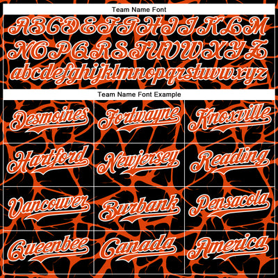 Custom Black Orange-White Abstract Network Bomber Full-Snap Varsity Letterman Hoodie Jacket