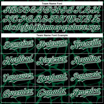 Custom Black Kelly Green-White Abstract Network Bomber Full-Snap Varsity Letterman Hoodie Jacket