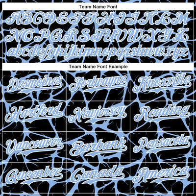 Custom Black Light Blue-White Abstract Network Bomber Full-Snap Varsity Letterman Hoodie Jacket