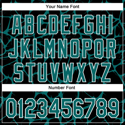 Custom Black Teal-White Abstract Network Bomber Full-Snap Varsity Letterman Hoodie Jacket