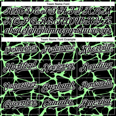 Custom Black Pea Green-White Abstract Network Bomber Full-Snap Varsity Letterman Hoodie Jacket