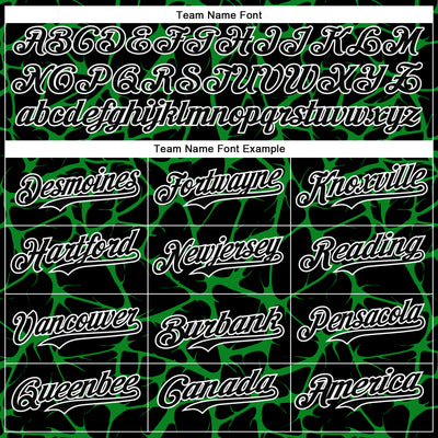 Custom Black Grass Green-White Abstract Network Bomber Full-Snap Varsity Letterman Hoodie Jacket