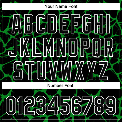 Custom Black Grass Green-White Abstract Network Bomber Full-Snap Varsity Letterman Hoodie Jacket