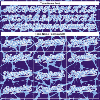 Custom Purple Light Blue-White Abstract Network Bomber Full-Snap Varsity Letterman Hoodie Jacket