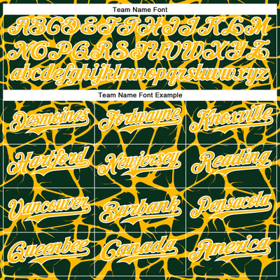 Custom Green Gold-White Abstract Network Bomber Full-Snap Varsity Letterman Hoodie Jacket