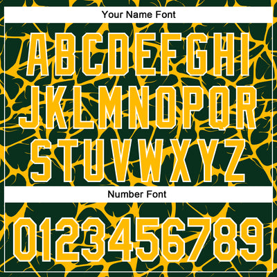 Custom Green Gold-White Abstract Network Bomber Full-Snap Varsity Letterman Hoodie Jacket