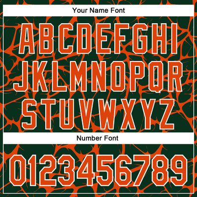 Custom Green Orange-White Abstract Network Bomber Full-Snap Varsity Letterman Hoodie Jacket