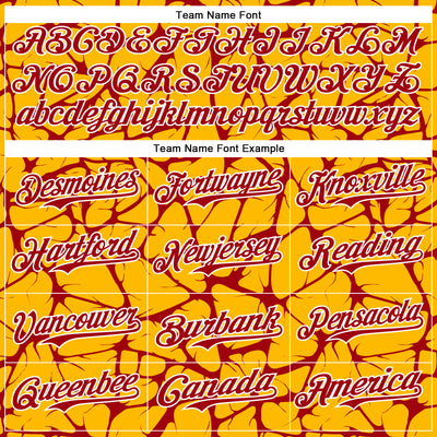 Custom Gold Red-White Abstract Network Bomber Full-Snap Varsity Letterman Hoodie Jacket