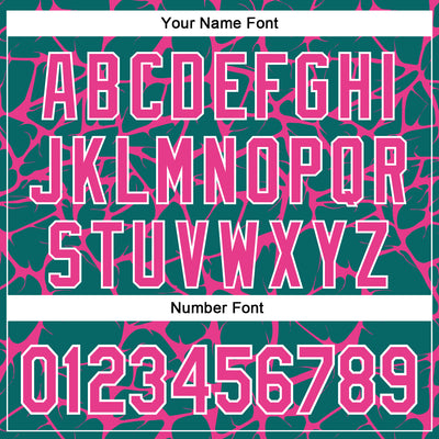 Custom Teal Pink-White Abstract Network Bomber Full-Snap Varsity Letterman Hoodie Jacket