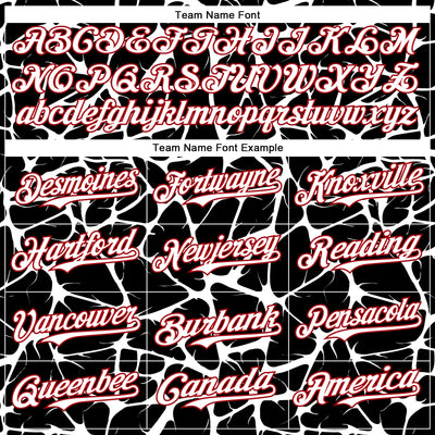 Custom Black White-Red Abstract Network Bomber Full-Snap Varsity Letterman Hoodie Jacket