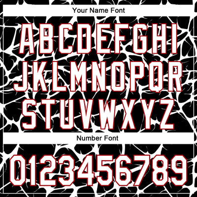 Custom Black White-Red Abstract Network Bomber Full-Snap Varsity Letterman Hoodie Jacket