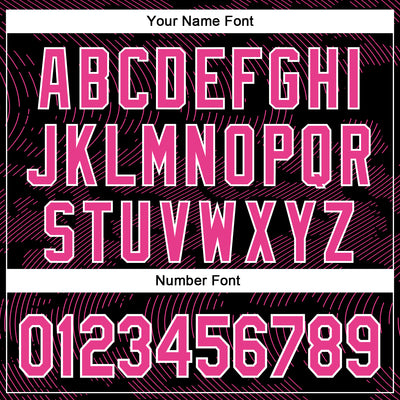 Custom Black Pink-White Curve Lines Bomber Full-Snap Varsity Letterman Hoodie Jacket