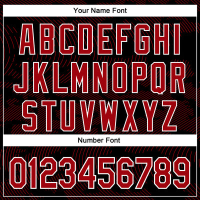 Custom Black Red-White Curve Lines Bomber Full-Snap Varsity Letterman Hoodie Jacket