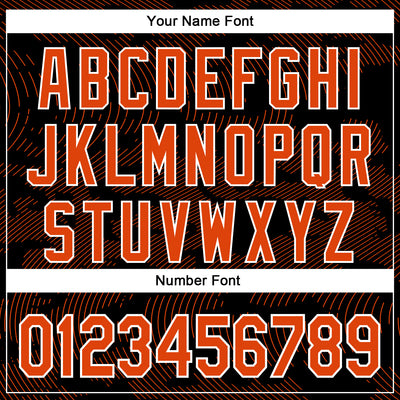 Custom Black Orange-White Curve Lines Bomber Full-Snap Varsity Letterman Hoodie Jacket