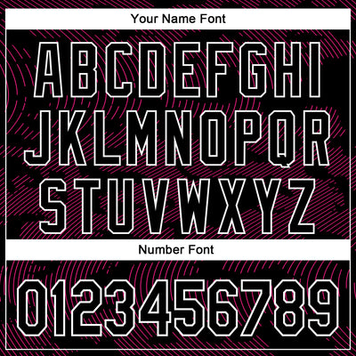 Custom Black Hot Pink-White Curve Lines Bomber Full-Snap Varsity Letterman Hoodie Jacket