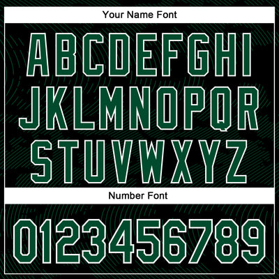 Custom Black Kelly Green-White Curve Lines Bomber Full-Snap Varsity Letterman Hoodie Jacket