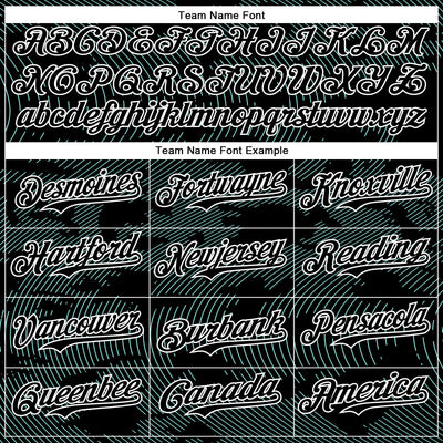 Custom Black Ice Blue-White Curve Lines Bomber Full-Snap Varsity Letterman Hoodie Jacket