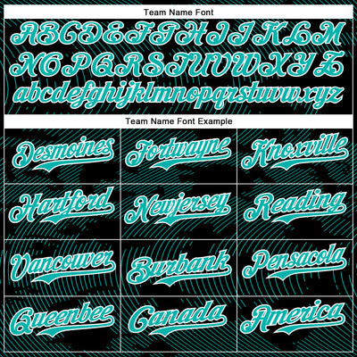 Custom Black Aqua-White Curve Lines Bomber Full-Snap Varsity Letterman Hoodie Jacket