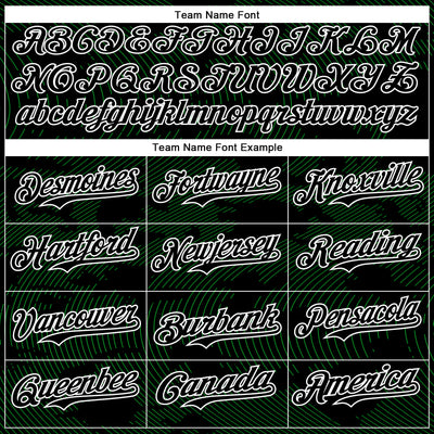 Custom Black Grass Green-White Curve Lines Bomber Full-Snap Varsity Letterman Hoodie Jacket