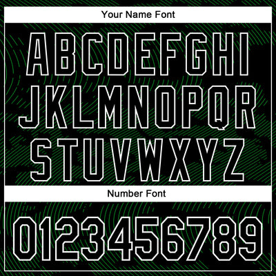 Custom Black Grass Green-White Curve Lines Bomber Full-Snap Varsity Letterman Hoodie Jacket