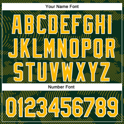 Custom Green Gold-White Curve Lines Bomber Full-Snap Varsity Letterman Hoodie Jacket