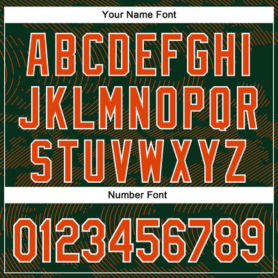 Custom Green Orange-White Curve Lines Bomber Full-Snap Varsity Letterman Hoodie Jacket