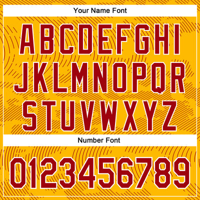 Custom Gold Red-White Curve Lines Bomber Full-Snap Varsity Letterman Hoodie Jacket