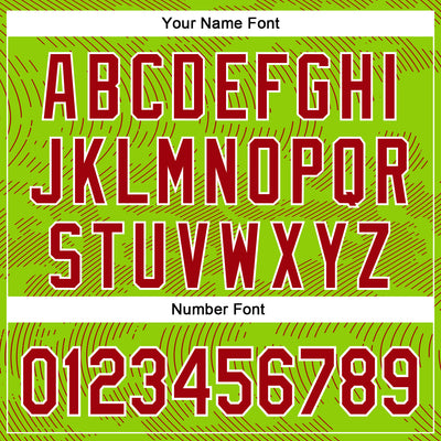 Custom Neon Green Red-White Curve Lines Bomber Full-Snap Varsity Letterman Hoodie Jacket