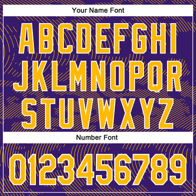 Custom Purple Gold-White Curve Lines Bomber Full-Snap Varsity Letterman Hoodie Jacket