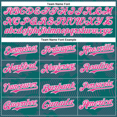 Custom Teal Pink-White Curve Lines Bomber Full-Snap Varsity Letterman Hoodie Jacket