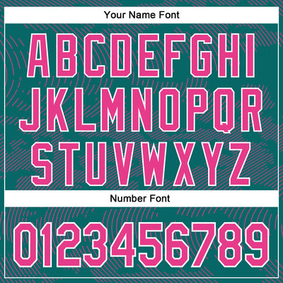 Custom Teal Pink-White Curve Lines Bomber Full-Snap Varsity Letterman Hoodie Jacket