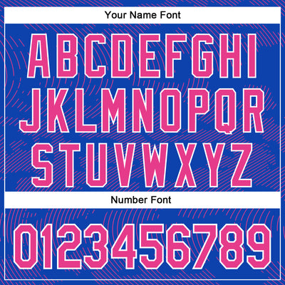 Custom Thunder Blue Pink-White Curve Lines Bomber Full-Snap Varsity Letterman Hoodie Jacket