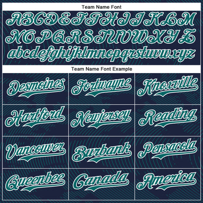 Custom Navy Teal-White Curve Lines Bomber Full-Snap Varsity Letterman Hoodie Jacket