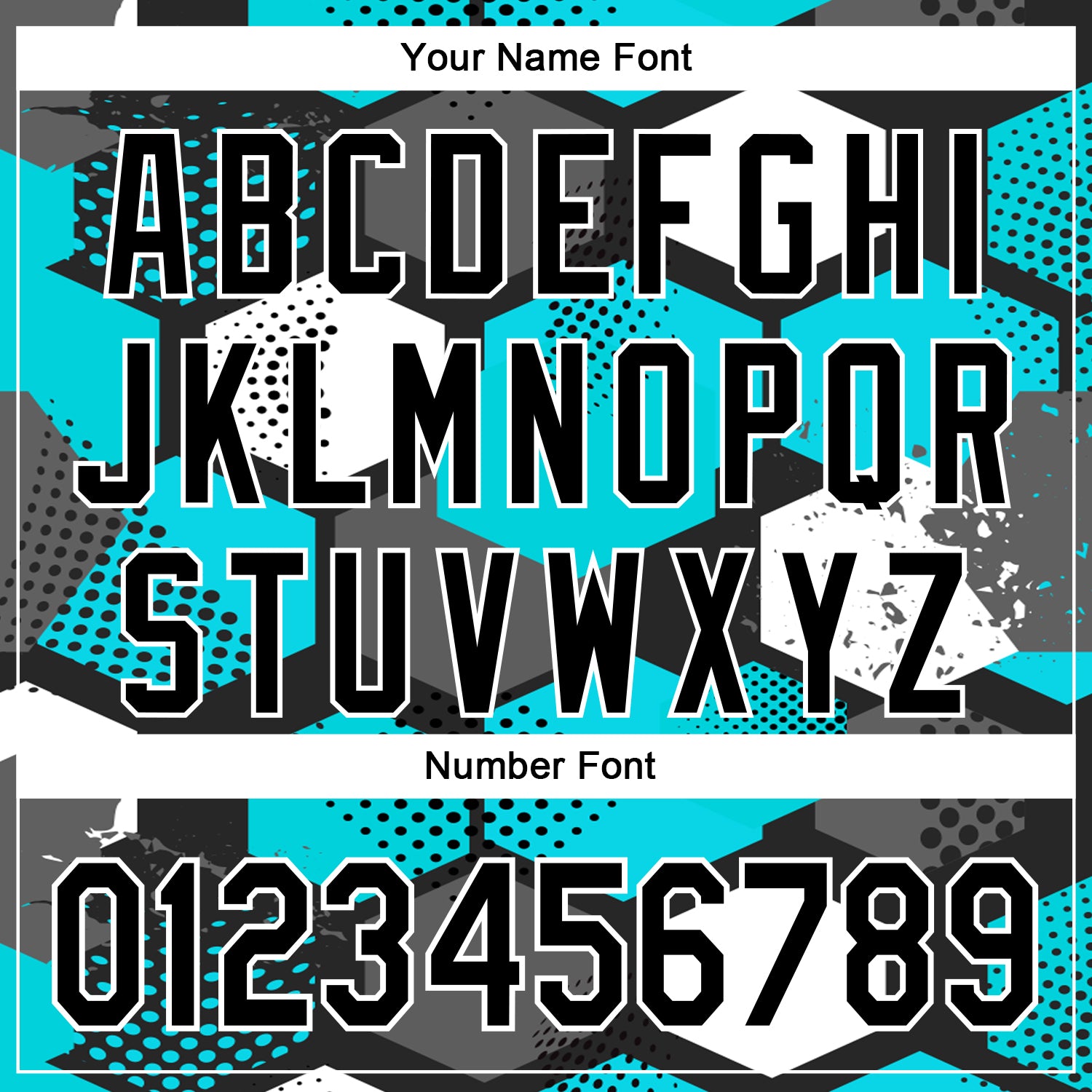 Custom Black Teal-White Geometric Shape Bomber Full-Snap Varsity Letterman Hoodie Jacket