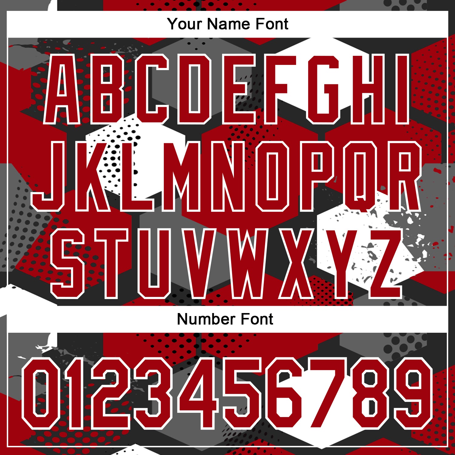 Custom Black Red-White Geometric Shape Bomber Full-Snap Varsity Letterman Hoodie Jacket