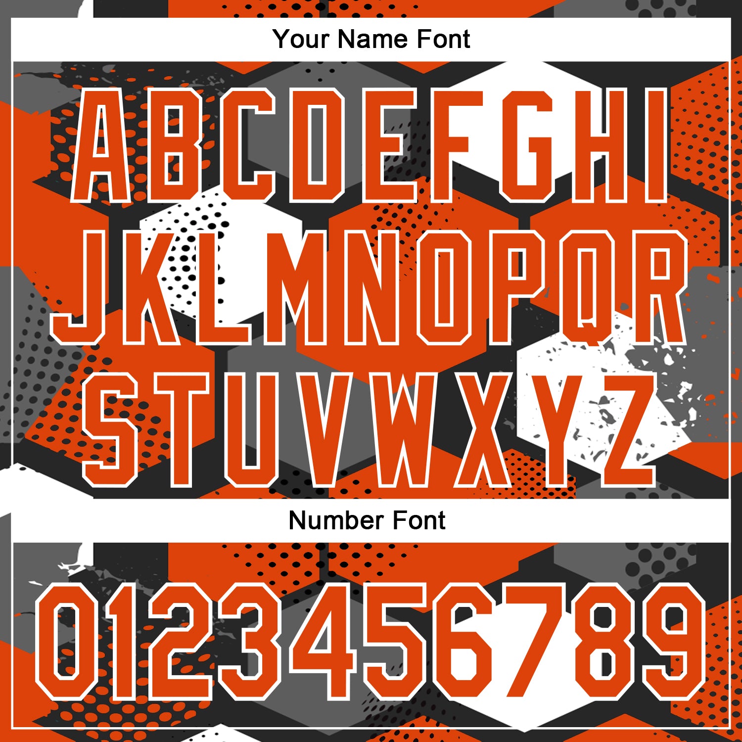 Custom Black Orange-White Geometric Shape Bomber Full-Snap Varsity Letterman Hoodie Jacket